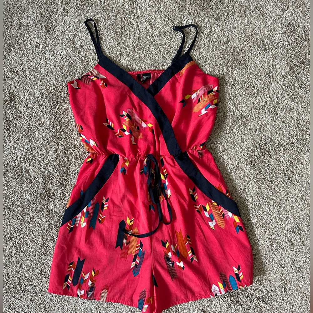 Fire LA pink and navy romper with pockets! Size medium